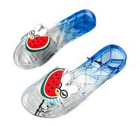 ZBJZUIMEI sandals for women Woman Slippers Multi Color House Clear Summer Transparent Wedge Heel Slides Low Home Shoes 2024 Jelly Bathroom-b3 Blue (2cm)-40