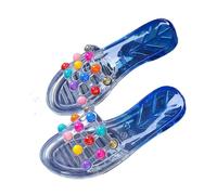 ZBJZUIMEI sandals for women Woman Slippers Multi Color House Clear Summer Transparent Wedge Heel Slides Low Home Shoes 2024 Jelly Bathroom-a3 Blue (2cm)-40