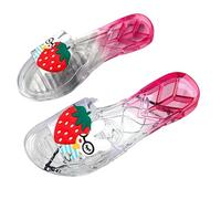 ZBJZUIMEI sandals for women Woman Slippers Multi Color House Clear Summer Transparent Wedge Heel Slides Low Home Shoes 2024 Jelly Bathroom-b1 Red (2cm)-40
