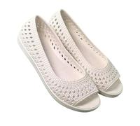 ZBJZUIMEI sandals for women Women's Summer Open Toe Hollow Out Casual Soft Sole Non Slip Breathable Cover Foot Flat Beach Sandals-white-41