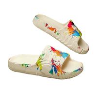 ZBJZUIMEI summer sandals men Shoes Slippers Beach Outdoor Eva Non-slip Slides Ladies Fashion Flats Flip Flops Casual Household-beige-43-44
