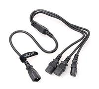 ZBLZGP Extension Power Cable IEC 320 C14 Male Plug to 3XC13 Female Socket Y Type Splitter Power Cord, 250V/10A (C14-3xC13 1M)