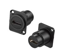 ZBLZGP HDMI Female Chassis Connector for Data Transmission Double Pass-Through Straight Connector Solder-Free Panel Mount HDMI Module for Housing Audio Video Equipment (Square Black HDMI, 2Pack)