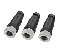 ZBLZGP M12 12mm A Code Industrial 8 Pin Sensor Connector Waterproof Straight Female Plug Unshiled Field Assembly Wireable Electrical Screw-Joint Termination Connector 3Pack
