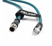 ZBLZGP M12 4 Position D-Coded Male to RJ45 Cat5e Ethernet Waterproof Cable Industrial Field-wireable Machinery Sensor Camera (2M)