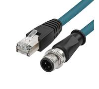 ZBLZGP M12 D-Code 4-Pin Male to RJ45 Industrial Ethernet Cable, 2M (6.56ft), 24AWG CAT5e SFTP Shielded PVC, IP67 Waterproof, for Profinet, Cognex, Sick Sensor, Keyence Camera & PLC