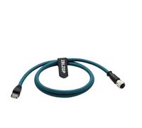 ZBLZGP M12 X-Code 8 Pin to RJ45 Cat-7e Ethernet Shielded Cable Male Female for Profinet Network Cognex Industrial Camera (8 Pin X-Code Female to RJ45 Male, Dark Green, 50cm)