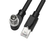 ZBLZGP M12 X Code 8pin Male Cable to M12 X-Code 8pin Male Female Molded Ethernet Cable High Flex Cat7e Industrial PVC for Cognex CKR-202-001 Camera (Elbow 8pin X-Code to RJ45, 1M/3.3FT)
