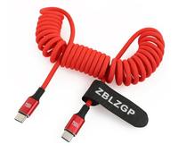 ZBLZGP USB C to USB C Cable 100W Coiled, PD Fast Charging, 10Gbps Data, for MacBook Pro 16”, Canon R5C, Sony FX3, Atomos Ninja V+
