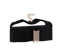 ZBODIMP Velvet Short Neck Hangers - Heavy-Duty, Non-Slip Felt Surface, Space-Saving Design with Anti-Slip Grooves & Shoulder Shape, 360° Rotating Hooks, Durable for Coats, Shirt& Dresses (30, Black C)