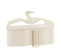 ZBODIMP Velvet Short Neck Hangers - Heavy-Duty, Non-Slip Felt Surface, Space-Saving Design with Anti-Slip Grooves & Shoulder Shape, 360° Rotating Hooks, Durable for Coats, Shirt& Dresses (30, Beige B)