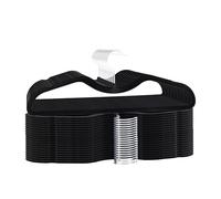 ZBODIMP Velvet Short Neck Hangers - Heavy-Duty, Non-Slip Felt Surface, Space-Saving Design with Anti-Slip Grooves & Shoulder Shape, 360° Rotating Hooks, Durable for Coats, Shirt& Dresses (30, Black A)