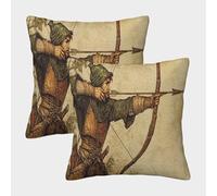 ZbOLi 2 Pack Robin Hood Pillow Case 45x45cm Throw Pillow Case,Modern Decoration Bow And Arrow Pattern Outdoor Cushion Cover for Terrace Sofa Bedroom Indoor Outdoor Party