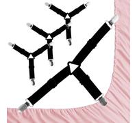 ZBOOROOR 4 Pcs Bed Sheet Clips, Bed Sheet Straps, Bed Sheet Fasteners Suspenders, Non-Slip Fitted Mattress Straps for Bed Mattress Cover, Fitted Bed Sheets, Sofa Cushion