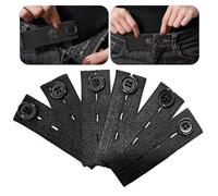 ZBOOROOR 6 Pcs Trouser Waist Extender, Adjustable Button Extender, Elastic Waist Extension for Trousers Pants Jeans Pregnant Trousers (Black)