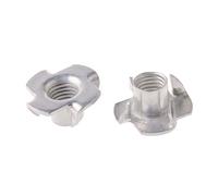 ZBORAVPIX 4 Pronged Tee Nut T-Nut, Carbon Steel Zinc-Plated 4-Prong T Nuts Silver M3/M4/M5/M6/M8/M10/M12 Pack Of 5/10/20/50PCS(M3,50PCS)