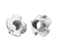 ZBORAVPIX 4 Pronged Tee Nut T-Nut, T Nuts Zinc Plated M3 M4 M5 M6 M8 M10 M12 Pack of 5/10/20/50pcs Silver(20pcs,M4)