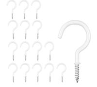 Zbssny 15Pcs White Cup Hooks, 2 inch Metal Ceiling Hooks, Heavy Duty Screw in for Kitchen, Bathroom, Garden Storage, Indoor Hanging