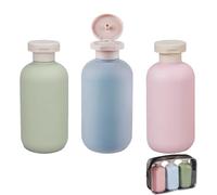 Zbssny 3 Pcs 100 ML Squeeze Travel Containers, Travel Bottles for Toiletries 100ml ，Sub Package Squeeze Bottles for Shampoo Hand Sanitizer Facial Cleanser Shower Gel（Pink, Blue and Green）