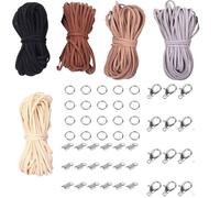 Zbssny 5 Pcs Leather Cord for Jewellery Making,10M with 100 Smooth Clips, 50 Lobster Clasps, and 100 Small Rings for Shoe Laces, DIY Crafts, and Necklace Cord
