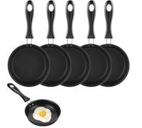 Zbssny 6pcs Mini Non-Stick Frying Pan, Mini Frying Pan for One Egg，Non-Stick Perfect for Single Egg Cooking, Suitable for Gas and Inductio,12cm Diameter, Black
