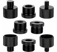 Zbssny Microphone Stand Adapter Set, 8 Pieces Aluminium Alloy 5/8" to 3/8", 3/8" to 5/8", 5/8" to 1/4", 1/4" to 5/8", Black
