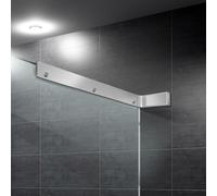 ZBuildMars Shower Glass Bracket Shower Glass Support Bar Wall to Glass Clamp L Bracket for Shower, No Drill in Glass (Glass on Left, Brush)