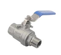 ZBWZXBDJ 1/2" 3/4" 1" Female/Male BSPT Thread Stainless Steel 304 Two 2 Way Ball Valve DN15 DN20 DN25 Q11F-16P Water Pipe Fitting(1/2")