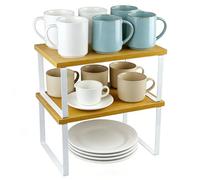 ZBXSNK Kitchen Cupboard Organiser, 2Pcs Expandable Cupboard Shelf Organiser, Stackable Spice Rack, Shelves Holds 16kg for Kitchen Counter Storage & Organisation