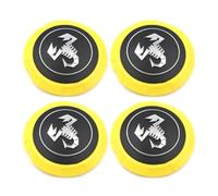 ZBYFCLK 4 Pack Of Hub Caps for Abarth 133mm,Wheel Hub Caps,Hub Center Capsrim Cover,Sun Protection,Waterproof,Dustproof Hub Caps,Car Parts,Yell-ow