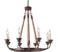 ZBZFGE 12-Lights Hemp Rope Chandelier Farmhouse Wagon Wheel Pendant V-intage Candle Hanging Chandelier