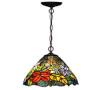 ZBZFGE 12" -Style Chandeliers,Victoria-stylen Stained Glass Pendant Light Fixtures, Adjustable Metal Decor HangLamp for Bedroom Kitchen Hallway