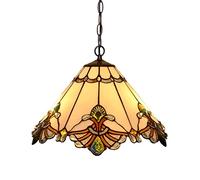 ZBZFGE 12" -style HangLamp,Victoria-stylen Stained Glass Pendant Light Fixtures, Adjustable Metal Decor Chandeliers for Bedroom Kitchen Hallway,Red,13 inch (White 17 inch)