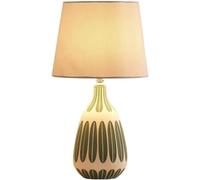 ZBZFGE Bedroom Ceramic Table Lamp Green Teal Glaze Handmade Linen Drum Shade Decor Desk Lamp
