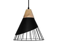 ZBZFGE Black and White Single Headlight Light W/Oak Wood Iron Finish Lantern 9.8 Industrial Hanging Lamp E27 Chandelier for Kitchen Living Dinning Room, Not Included,