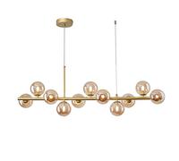 ZBZFGE Boutique Decoration Globe Linear Chandeliers Pendant Lights Molecular Ceiling Hanging Lighting 11-Light Mid Century Chandelier for Living Dining Room Farmhouse,Hanging Light(Amber)