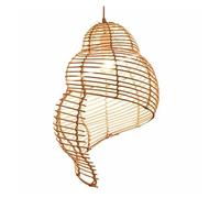 ZBZFGE Brown Creative Spiral Weave Rattan Decorative Pendant Lamp Tropical Industrial Chandelier Hanging Light with Adjustable Cord for Dining Room Restaurant(Beige,A)