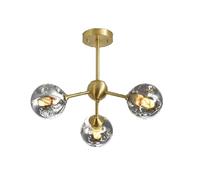 ZBZFGE Chandelier 3-Lights Magic Bean Molecular Pendant Light Brushed Brass Globe Ceiling Light Fixture for Living Room Restaurant Kitchen Island-Brown lampshade 3 Light（Smoke-grey-3 Light）