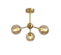 ZBZFGE Chandelier 3-Lights Magic Bean Molecular Pendant Light Brushed Brass Globe Ceiling Light Fixture for Living Room Restaurant Kitchen Island-Brown lampshade 3 Light（Brown-3 Light）