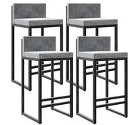 ZBZFGE Counter Height Stools Velvet Bar Stools Counter Height Stools with Back Footrest for Kitchen Metal Barstools Upholstered Bar Chairs Island Stools- 2Pcs 65cm Sitting Height (Gray 4pcs,75cm)