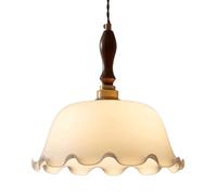 ZBZFGE Creative Walnut Lamp Body,Curling Glass Pendant Lampshade,E27 Base Ceiling Lighting Fixtures,Nordic Retro Style Chandelier,Restaurant Study Tearoom Decoration Hanging Ligh