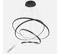 ZBZFGE Dimmable Ceiling Black s Contemporary Pendant Lights Living Dining Room Light Fixtures Hanging 5 Ring Foyer Bedroom Cool White Ligh,Black-31.49"