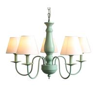 ZBZFGE French Country Farmhouse Dining Chandelier Fabric Shade Rustic Green Ceiling Pendant Light Nordic Hanging Lamp for Bedroom Kitchen Island Living Room Foyer