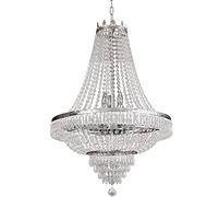 ZBZFGE French Empire Crystal Chandelier Lighting E12 with Adjustable Hanging Light Pendant Flush Mount Ceiling Fixture for Dining Living Room Foyer W x H 30'' Made in