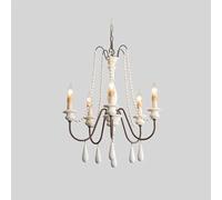 ZBZFGE French Rustic Art Pendant E14 V-intage Industrial Hand Carved Solid Hanging Light Metal Suspended Chandelier Decorative Lighting Fixtures,Chandelier