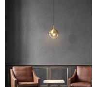 ZBZFGE Full Copper Pendant Bedroom Bedside Chandelier with Glass Shade Light Luxury Post- Dining Room Bar Hallway Entrance Small Hanging Lamp,Chandelier