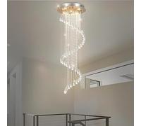 ZBZFGE Gold Adjustable Height Iron and Glass Stair Pendant Chandelier, Large Lights for Villa & High Ceilings (18 lights)