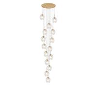 ZBZFGE Gold Adjustable Height Iron and Glass Stair Pendant Chandelier, Large Lights for Villa & High Ceilings (18 lights)