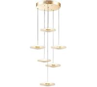ZBZFGE Gold LED Acrylic Foyer Chandelier High Entryway Staircase Single Pendant 3 Light Flowers Leaf Cluster Ceiling Hanging Lamp for Kitchen Island Bedroom Dining Room Made in China