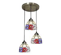 ZBZFGE Hanging Pendant Light Chandeliers Ceiling Lights Style Kitchen Island Pendant Lamps Adjustable Height, Floral Stained Glass Dining Room Chandeliers for Dining Table Bedroom Cafe Bar